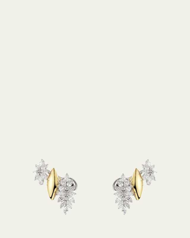 18K Yellow and White Gold Diamond Ear Climber